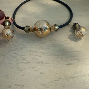 Murano blown glass necklace and earrings set